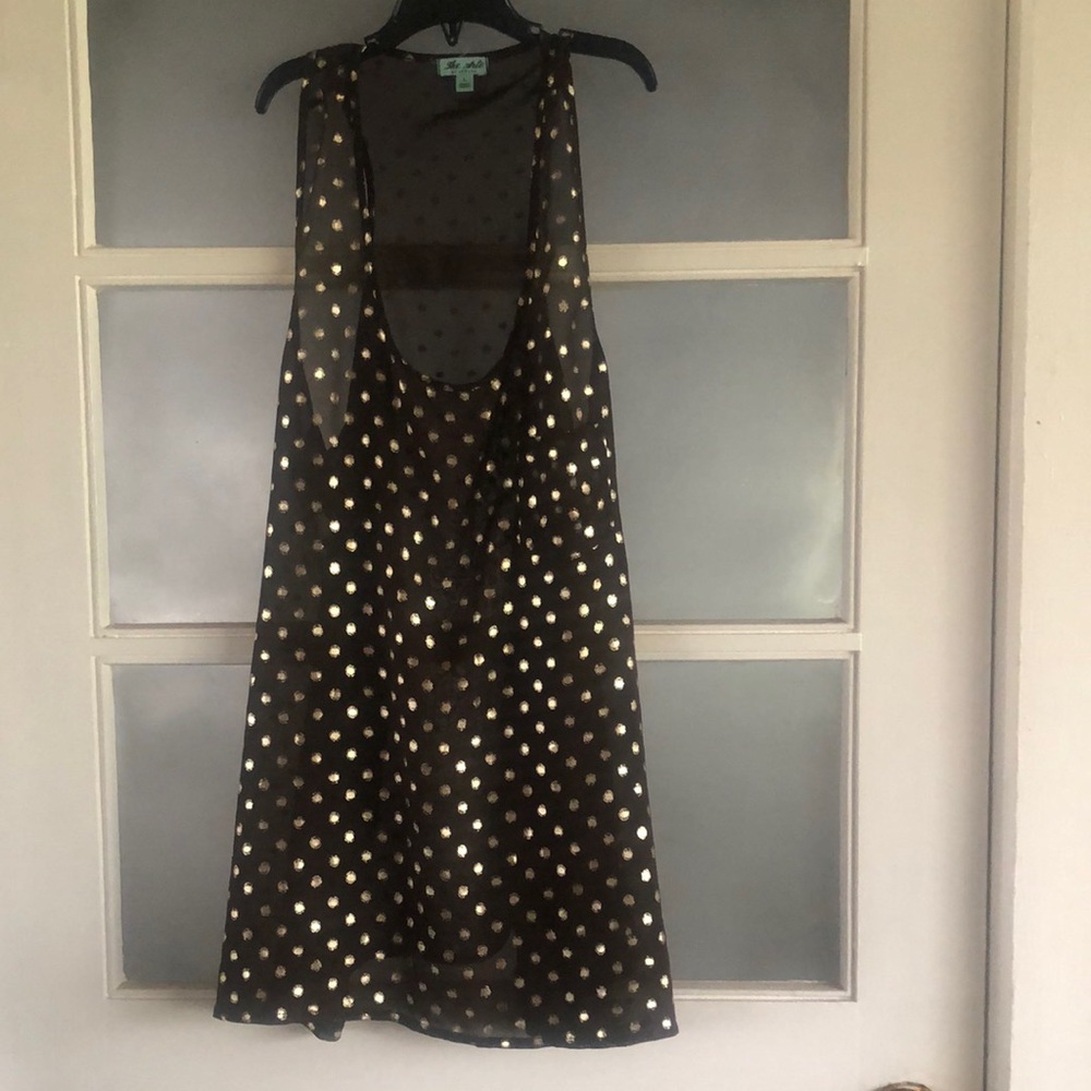 Zenana Outfitters Black and Golden Polka Dot Blousey Tank Top